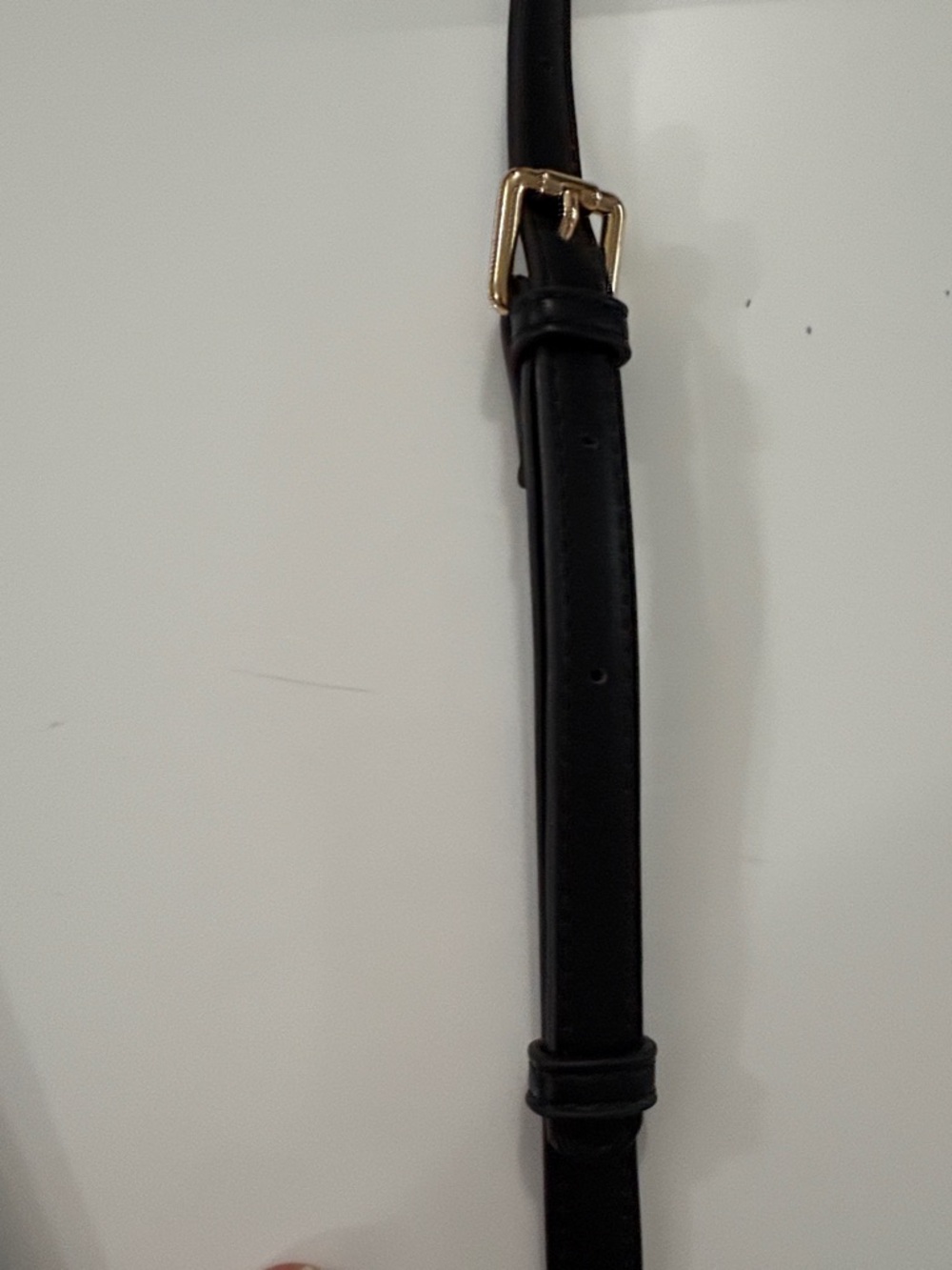 Black Faux Leather Strap with Gold Hardware Replacement Shoulder Strap - Picture 4 of 6